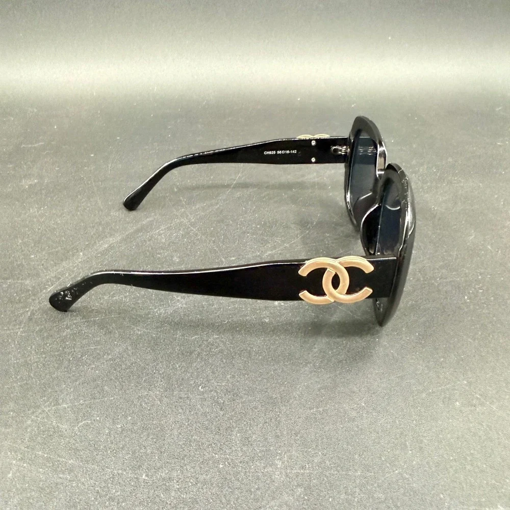Chanel Sunglasses Womens 56mm Black Square Gold CC Logo CH625